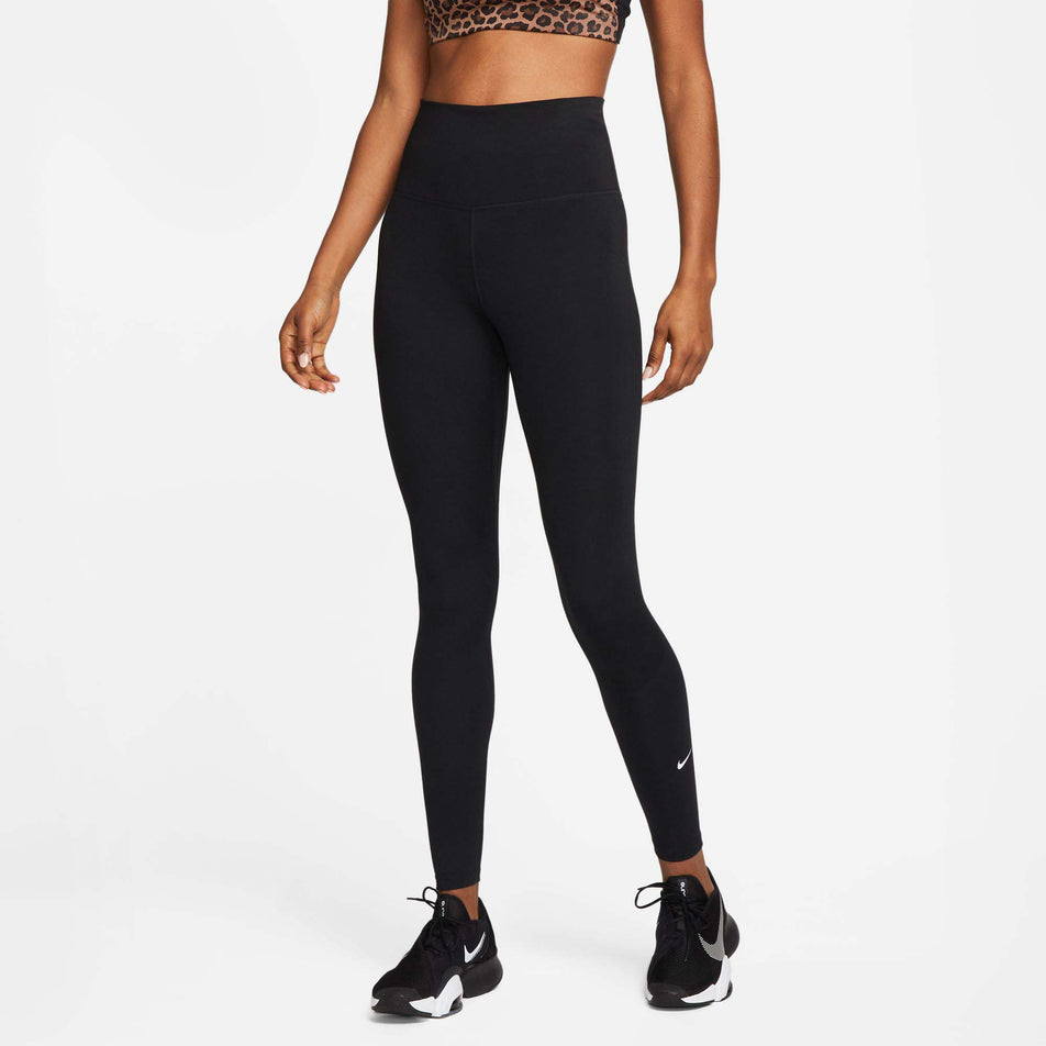 Front view of Nike Women's One DF HR Running Tight in black. (7729569136802)
