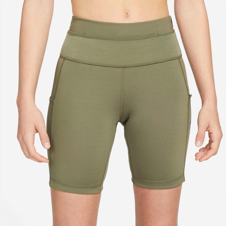 Front view of women's nike df epic luxe trail mr tight short (7328947241122)