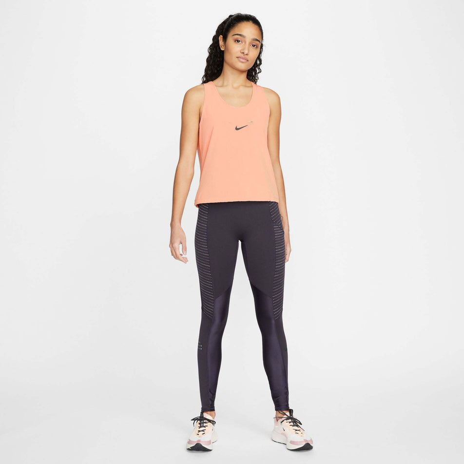 Front model view of women's nike df run dvn cnvrtbl tank (7386205094050)