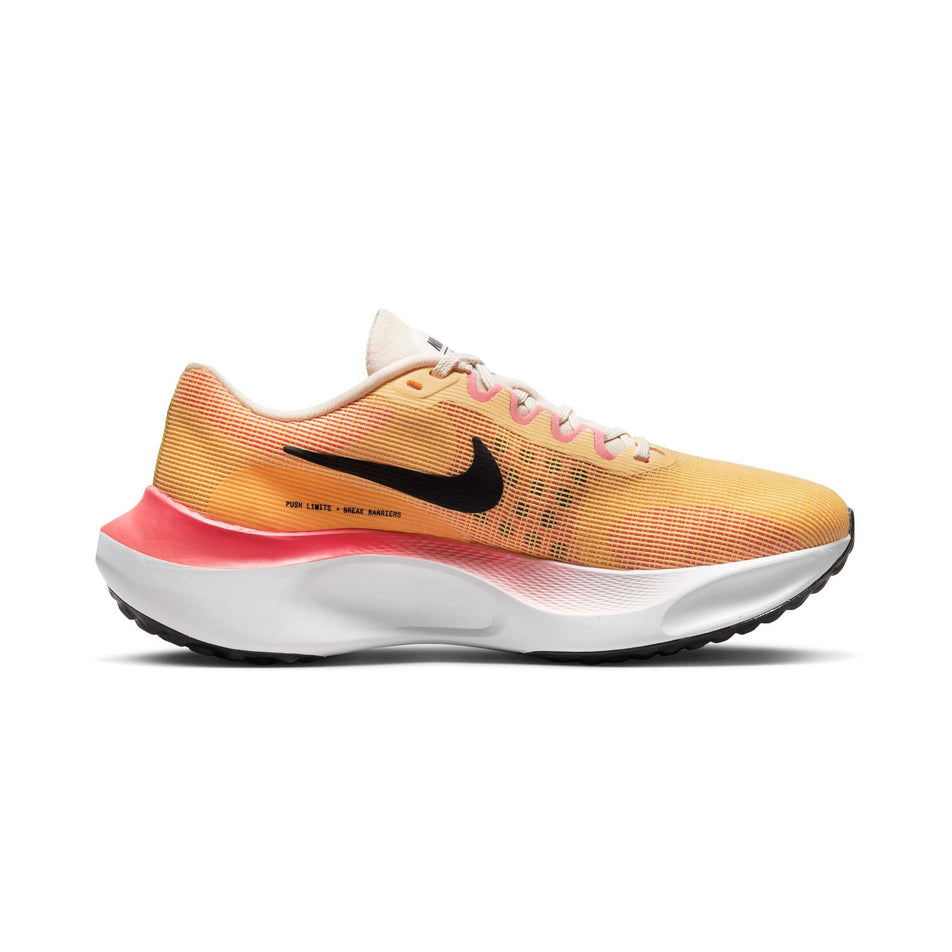 Medial side of the left shoe from a pair of Nike Women's Zoom Fly 5 Road Running Shoes (7867361460386)