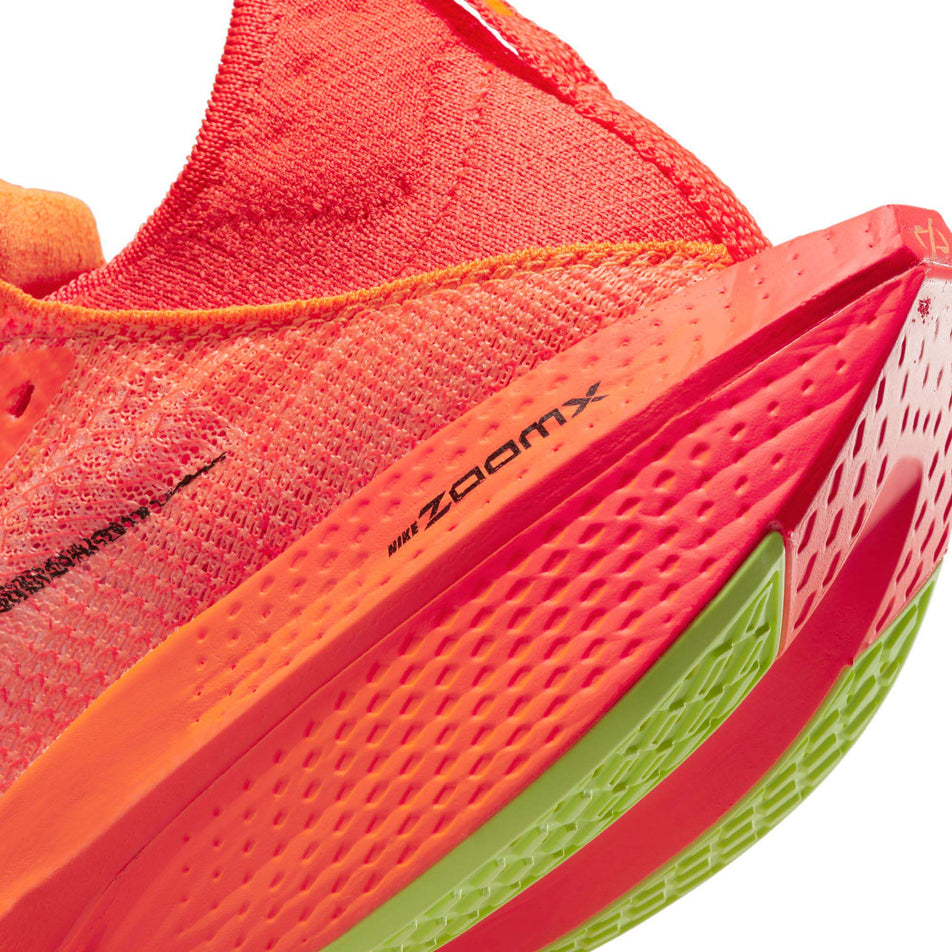 Midsole view of women's nike air zoom alphafly next% flyknit 2 running shoes in orange (7600235315362)