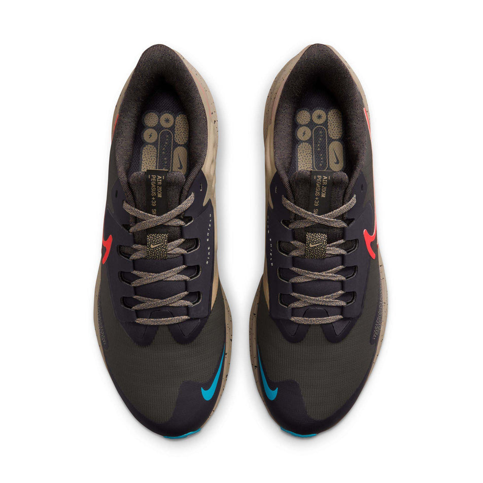 Pair upper view of Nike Men's Air Zoom Pegasus 39 Shield Running Shoes in grey (7671077929122)
