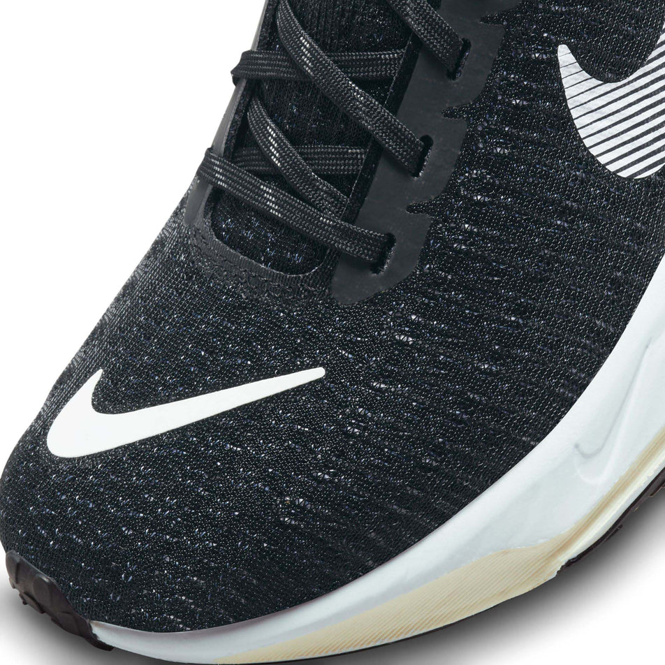 Left shoe toebox view of Nike Women's ZoomX Invincible Run Flyknit 3 Running Shoes in black. (7751499743394)