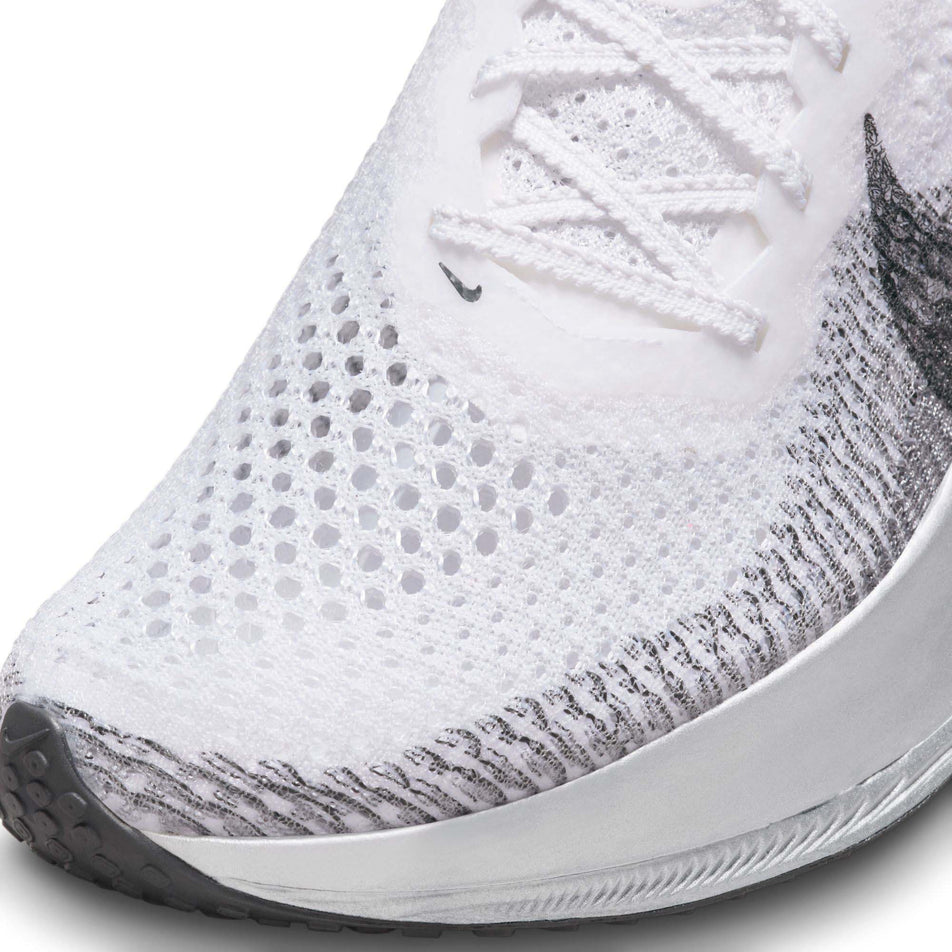 The toe box on the left shoe from a pair of Nike Women's Vaporfly 3 Road Racing Shoes in the White/DK Smoke Grey-Particle Grey colourway (7867364049058)