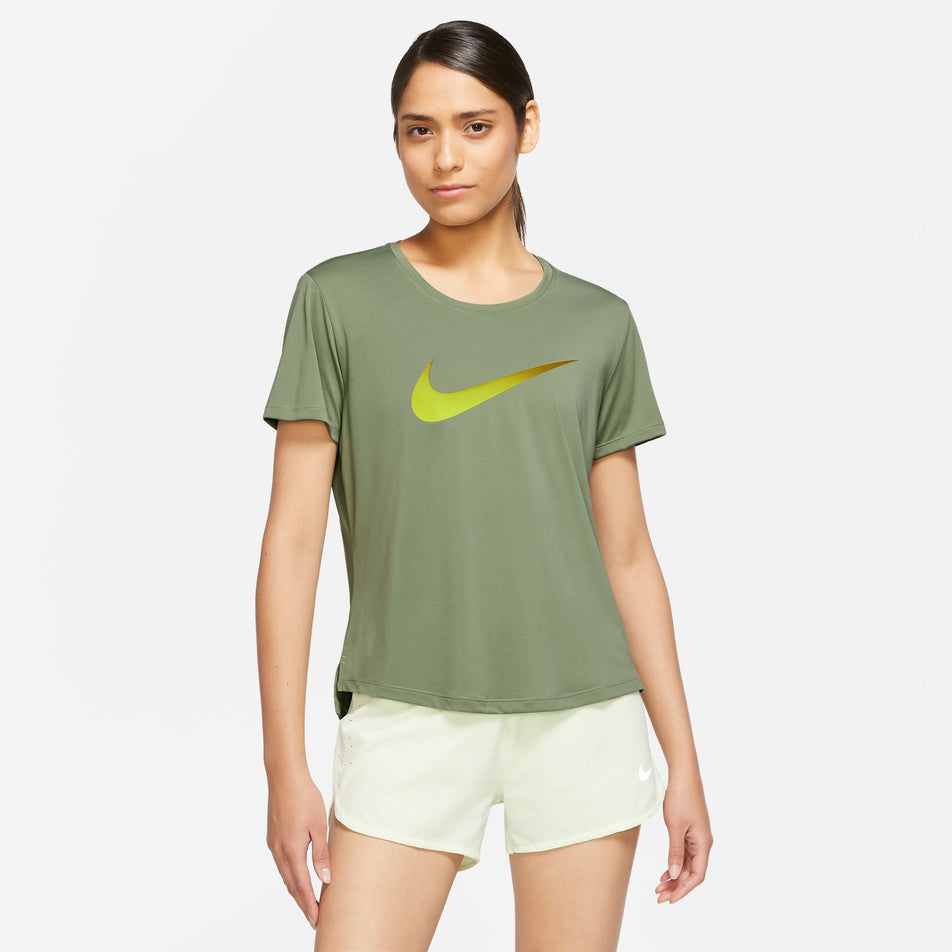Front view of a model wearing a Nike Women's Dri-FIT One Short-Sleeved Running Top (7876452384930)