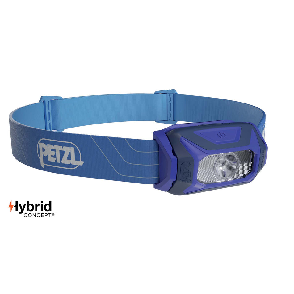Front angled view of Petzl Tikkina Head Torch in blue (7724162154658)