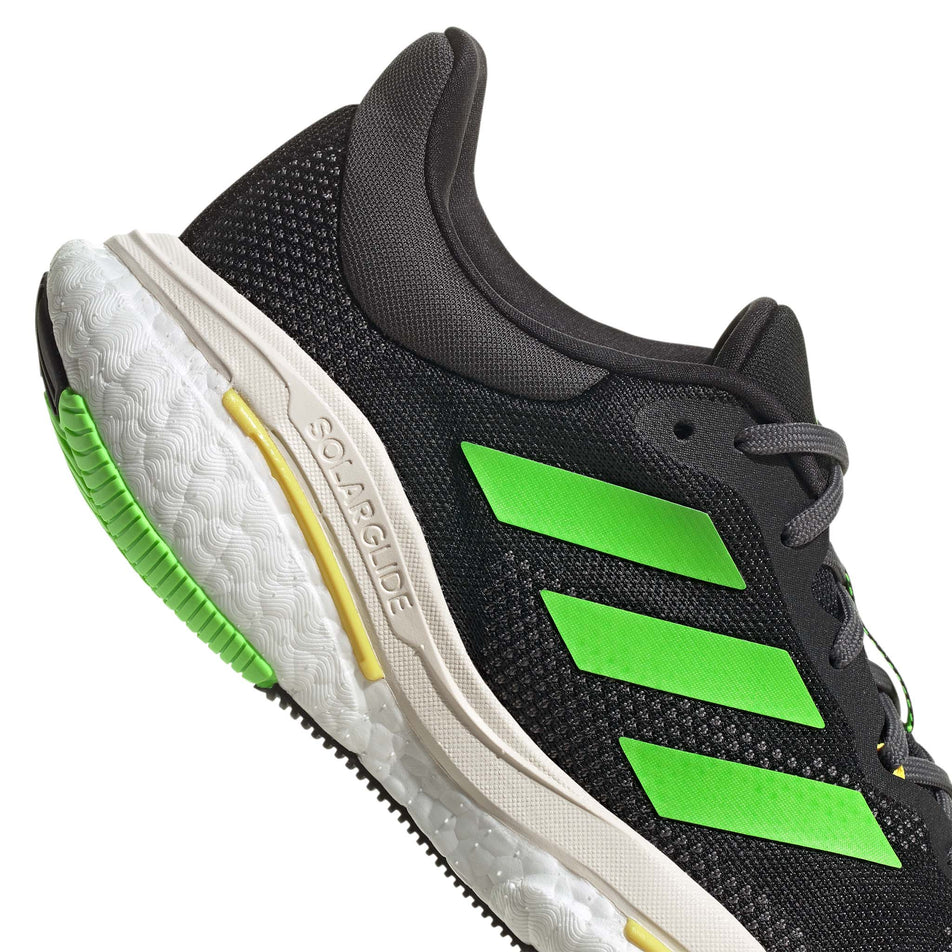 Midsole view of men's adidas solar glide 6 running shoes in black (7510262644898)