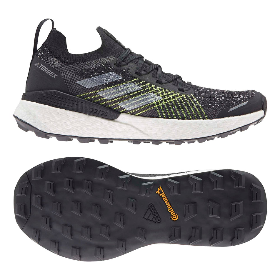 Lateral & outsole view of women's adidas terrex two ultra primeblue running shoes (6872549097634)