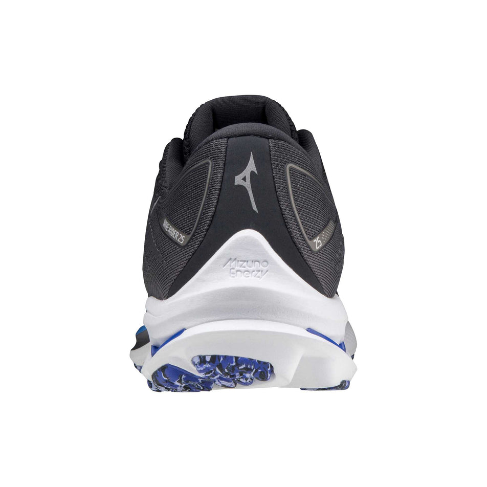 Posterior view of men's mizuno wave rider 25 running shoes (6882947137698)