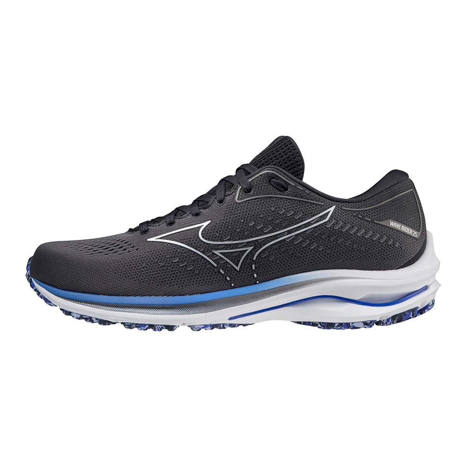 Medial view of men's mizuno wave rider 25 running shoes (6882947137698)