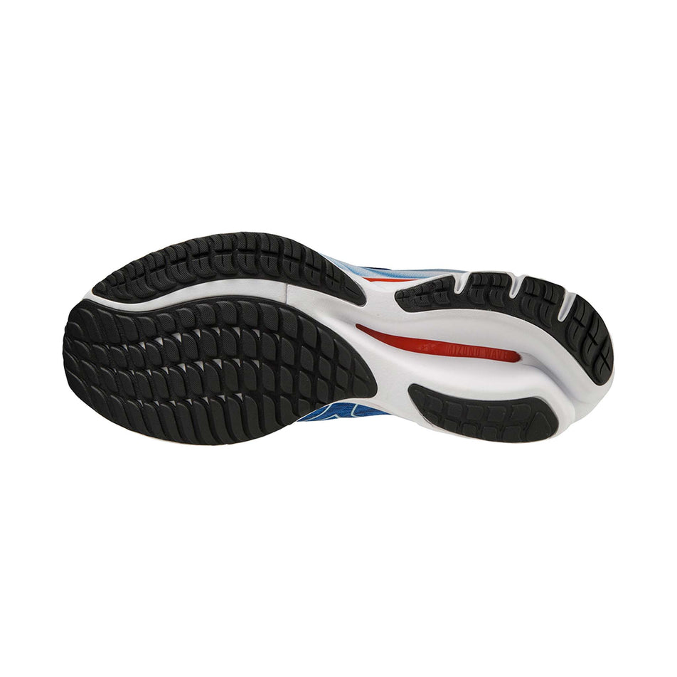 Left shoe outsole view of Mizuno Men's Wave Rider 26 Running Shoes in blue (7599149645986)
