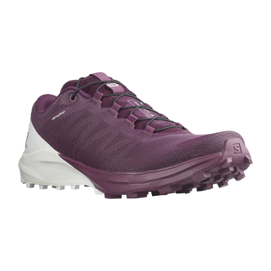 Front angled view of Salomon women's Sense 4 running shoe (6888716304546)