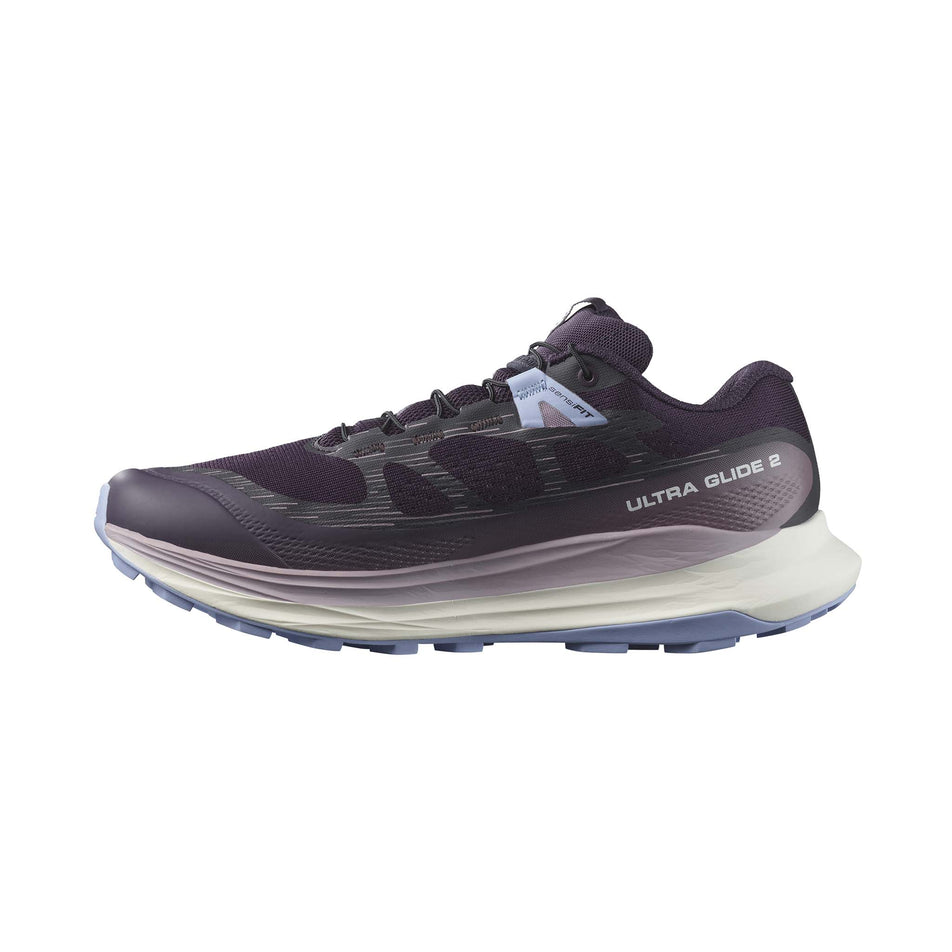 Medial side of the right shoe from a pair of women's Salomon Ultra Glide 2 Running Shoes (7772900589730)