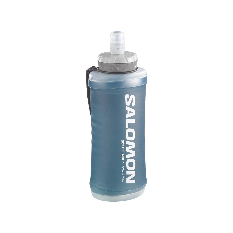 Front view of salomon active handheld bottle in grey (7518297555106)