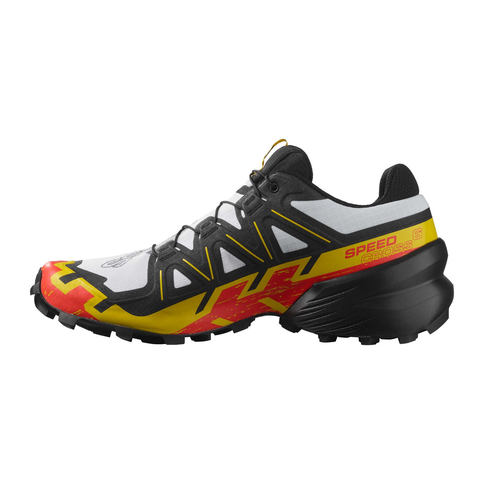 Right shoe medial view of Salomon Men's Speedcross 6 Running Shoes in white (7528556495010)