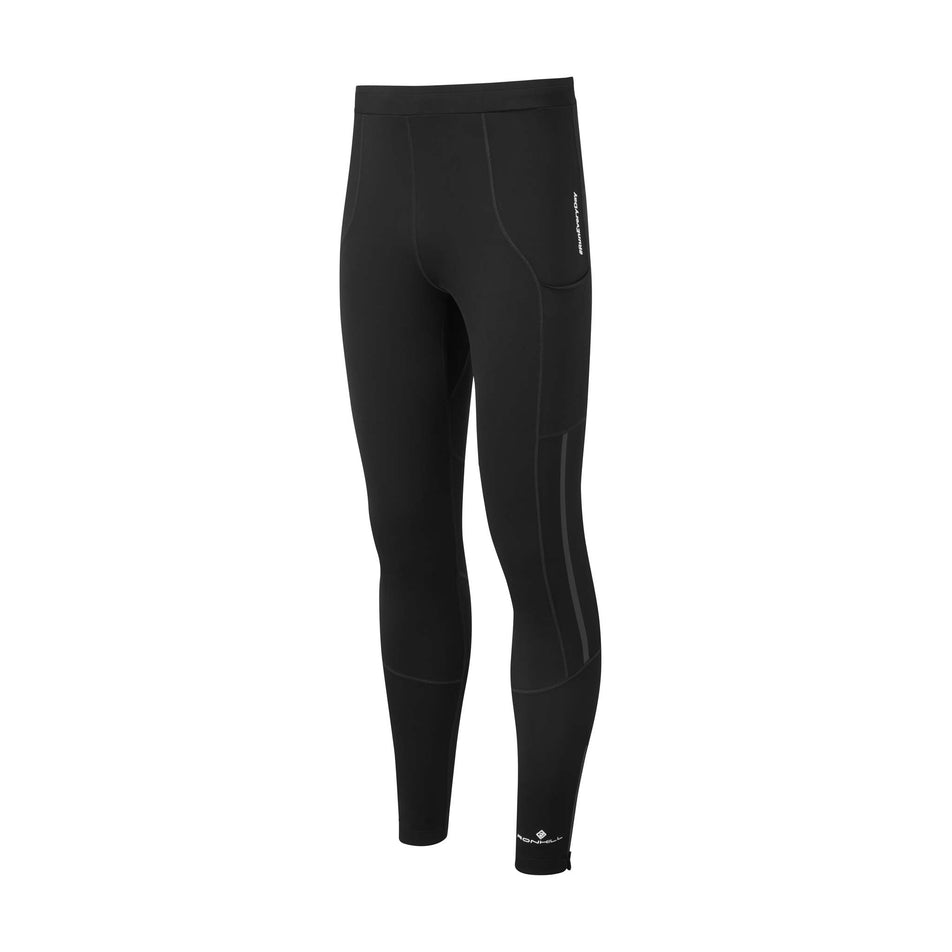 Front view of Ronhill Men's Tech Revive Stretch Running Tight in black (7593421308066)