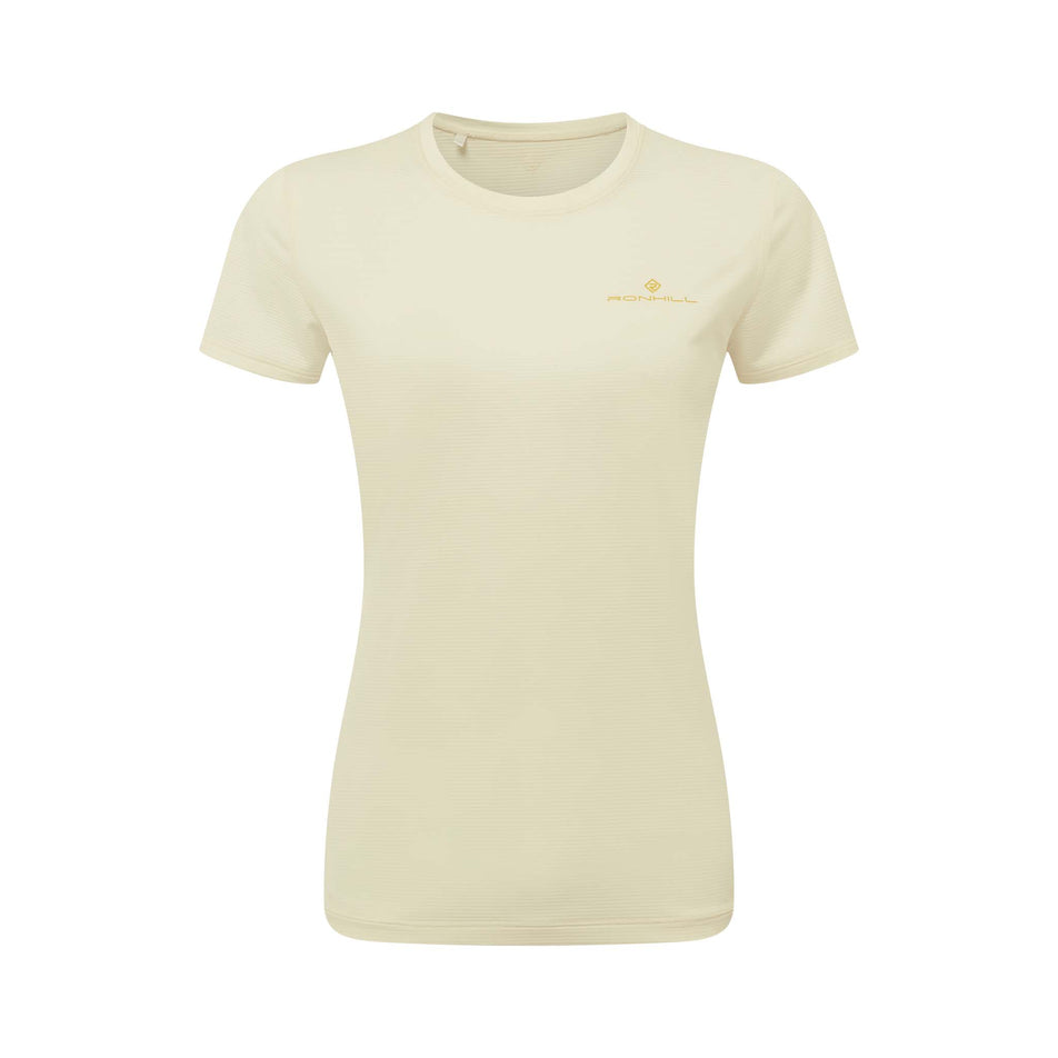 Front view of Ronhill Women's Tech S/S Running Tee in white. (7739497775266)