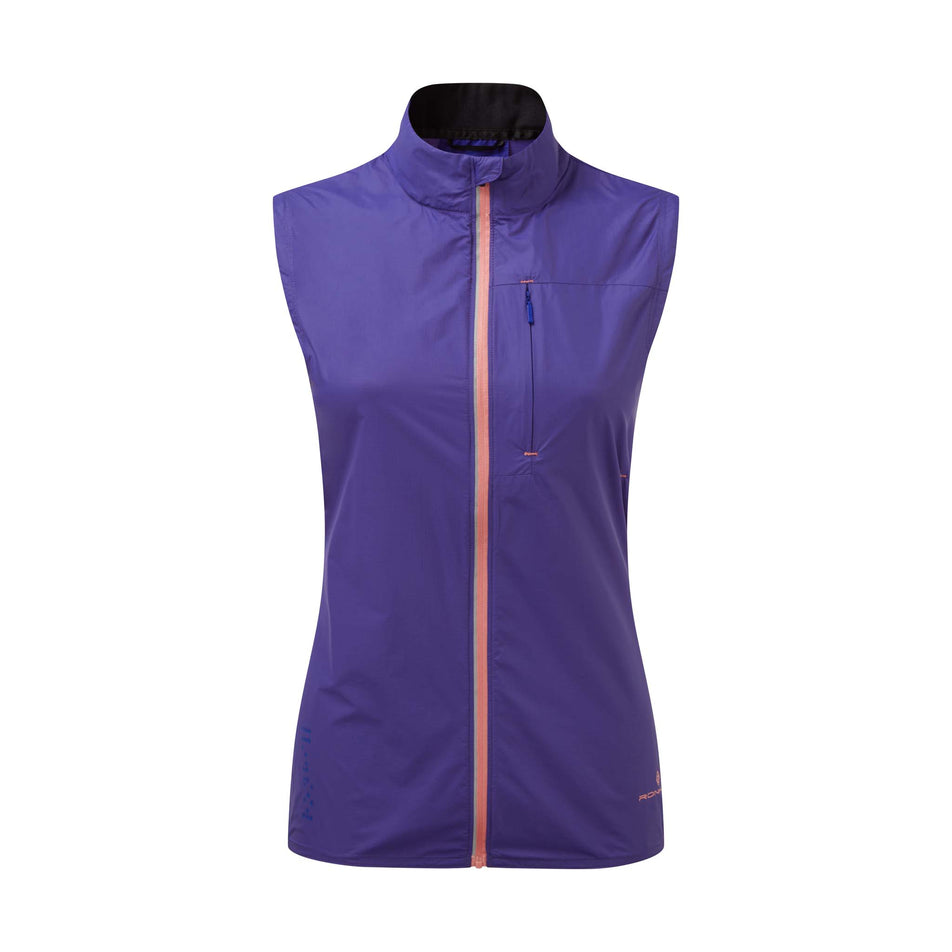 Front view of Ronhill Women's Tech LTW Running Gilet in purple (7580039774370)