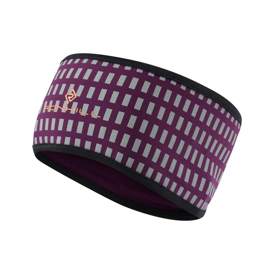 Front angled view of Ronhill Unisex Afterhours Running Headband in purple (7602207522978)