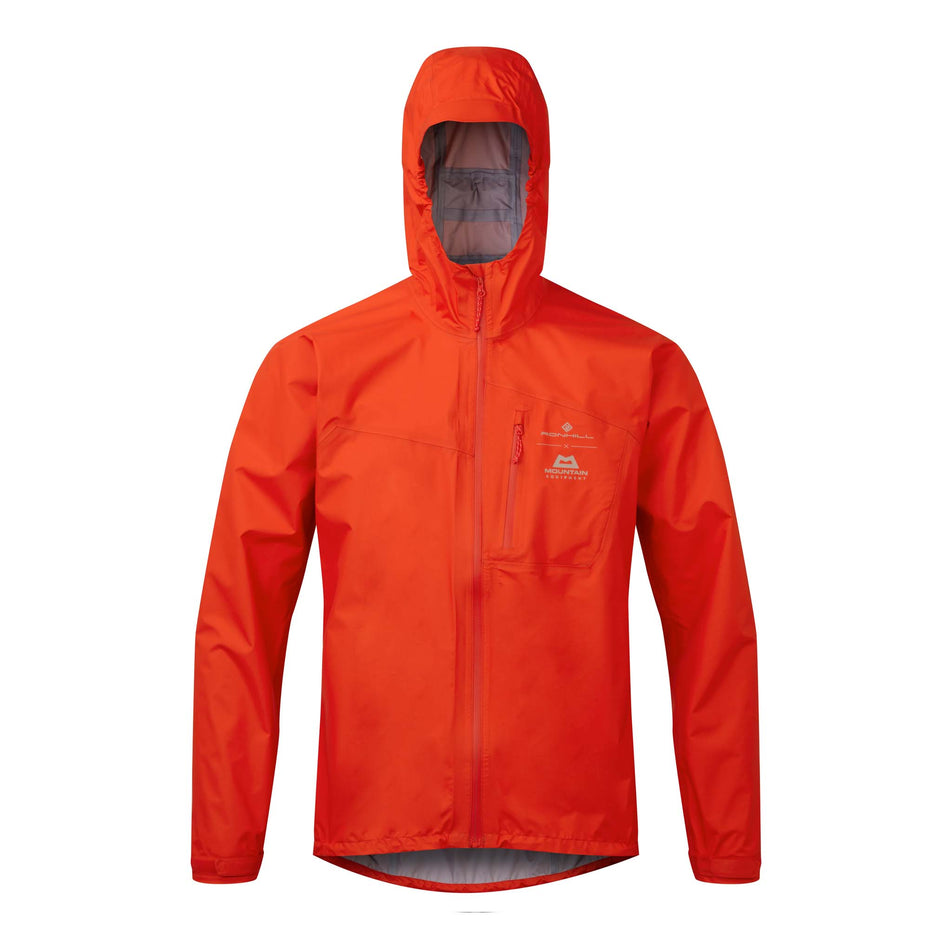 Front view of Ronhill Men's Tech Mercurial Running Jacket in red. (7743545704610)