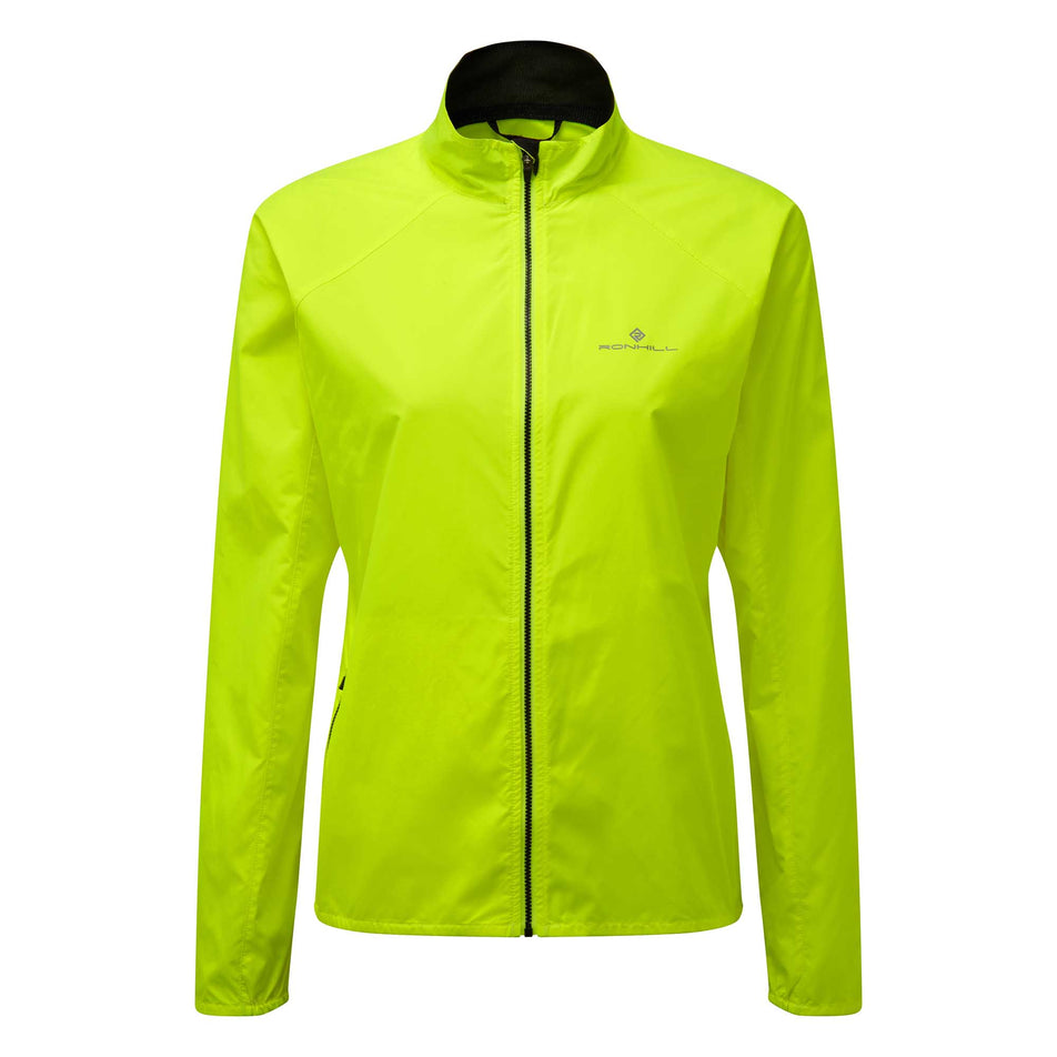Front view of Ronhill Women's Core Running Jacket in yellow (6907662434466)