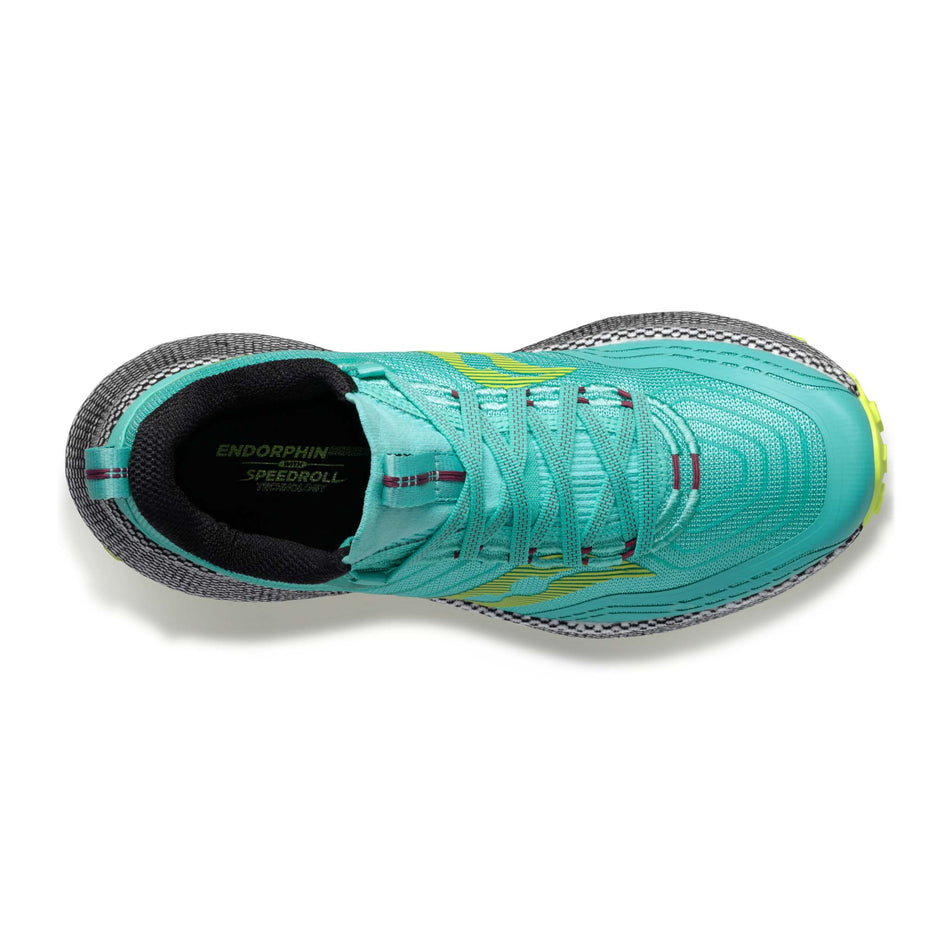 Upper view of women's saucony endorphin trail running shoes (7271940784290)