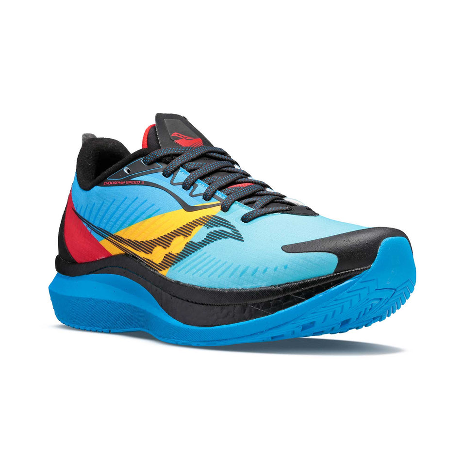 Front angled view of Saucony Women's Endorphin Speed 2 RunShield running shoe (6890803265698)