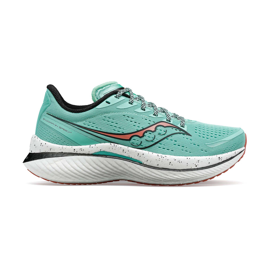 Lateral side of the right shoe from a pair of women's Saucony Endorphin Speed 3 Running Shoes (7752276246690)