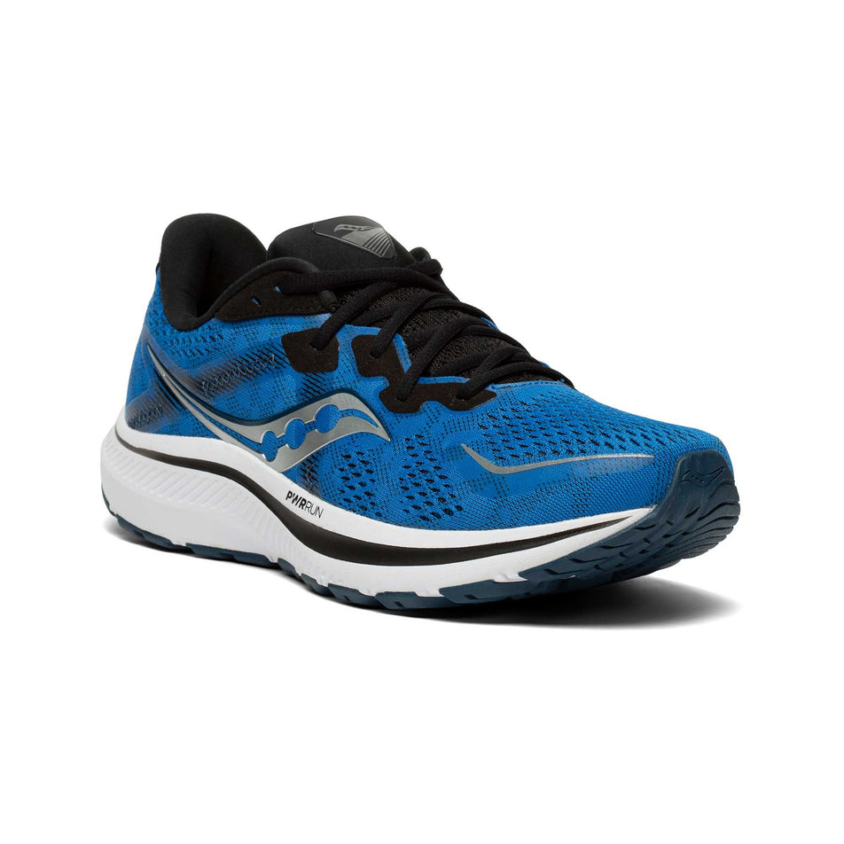 Front angled view of men's Saucony Omni 20 running shoe. (6890616389794)