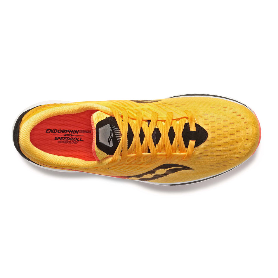 Upper view of men's saucony endorphin speed 2 running shoes (7271795982498)