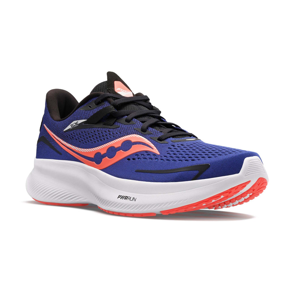 Anterior angled view of men's saucony ride 15 running shoes (7315117768866)