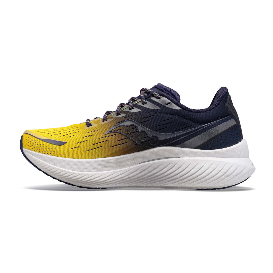 Medial view of men's saucony endorphin speed 3 running shoes in yellow (7599187919010)
