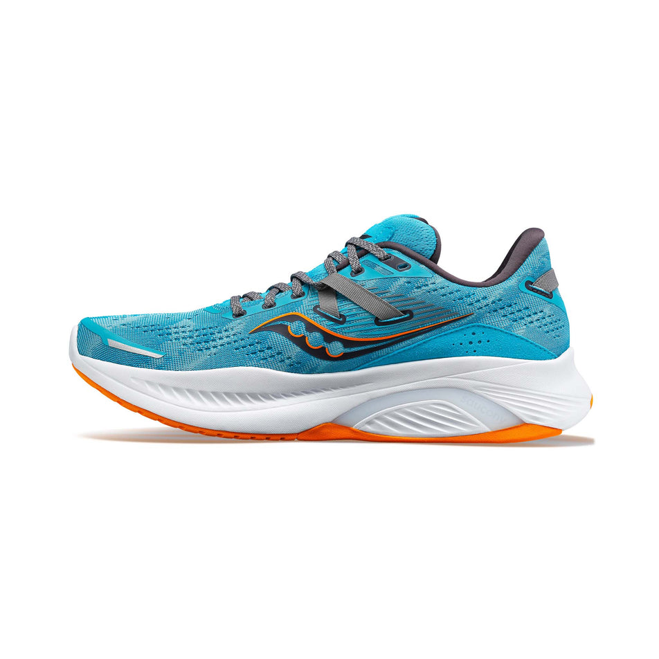Right shoe medial view of Saucony Men's Guide 16 Running Shoes in blue. (7752244166818)