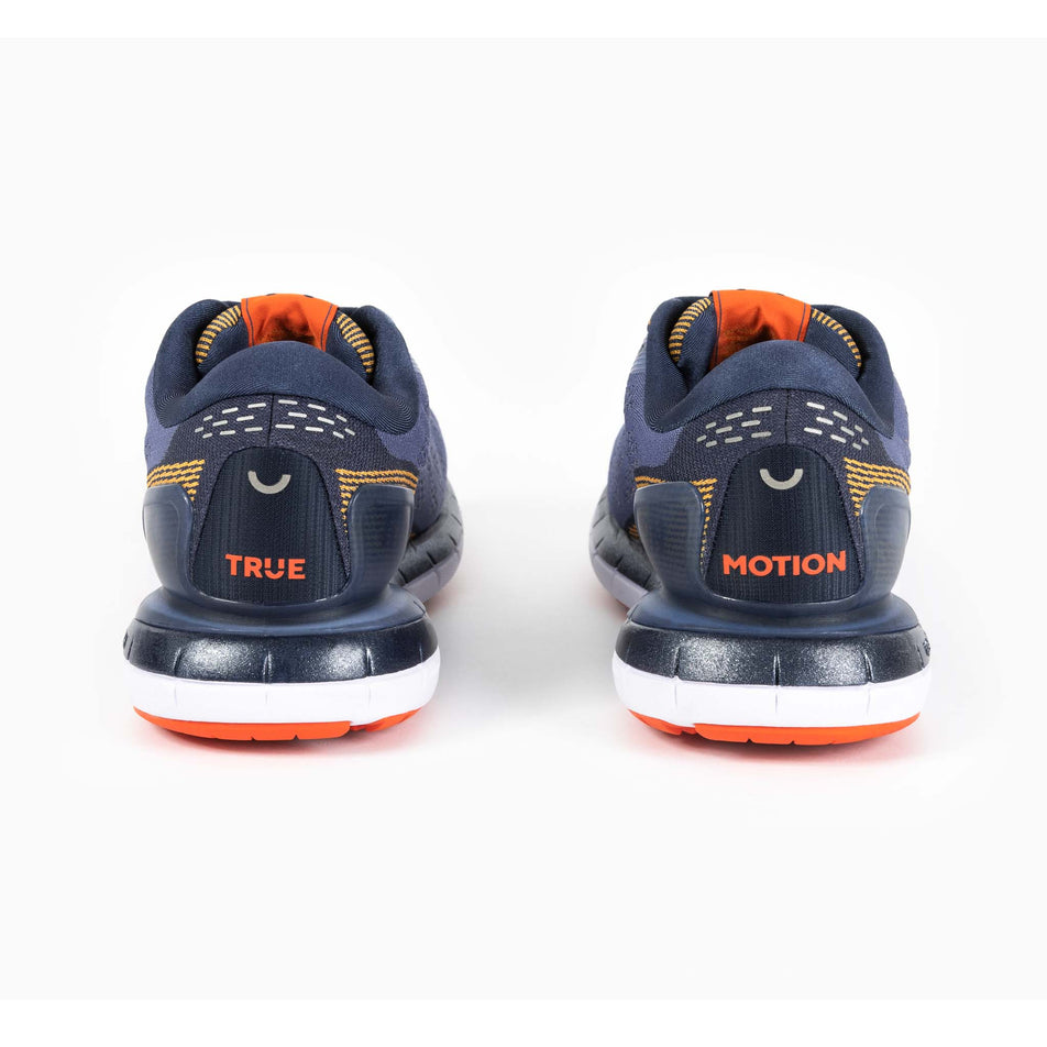 Posterior view of men's true motion aion next gen running shoes in blue (7511090954402)