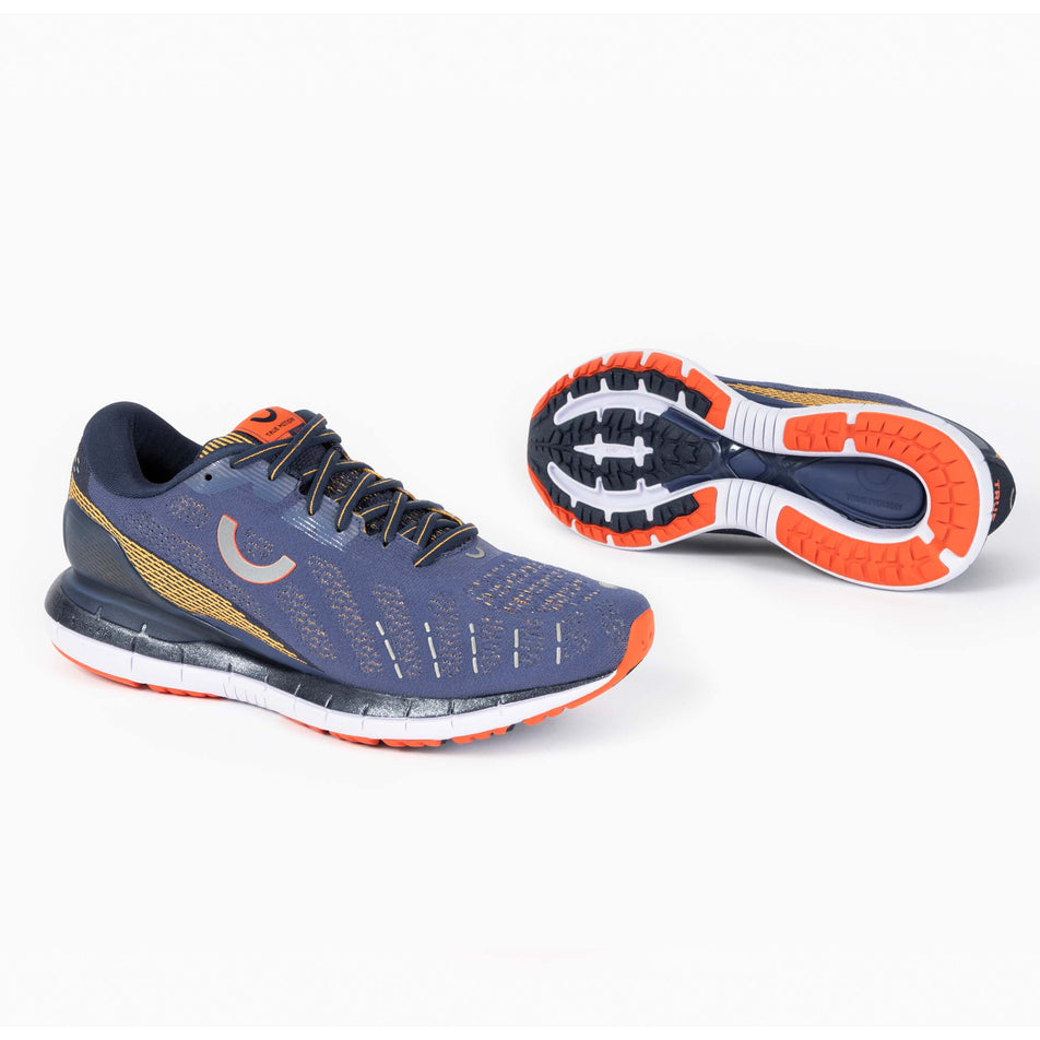 Lateral and outsole view of men's true motion aion next gen running shoes in blue (7511090954402)