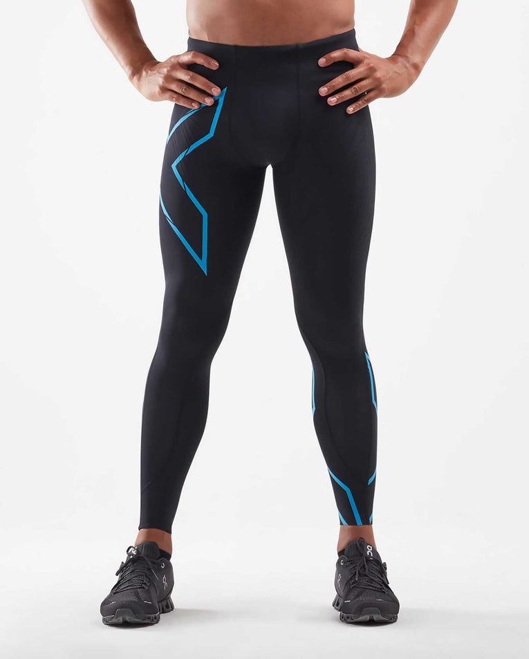 Front view of men's 2XU mcs run compression tights (7046335463586)