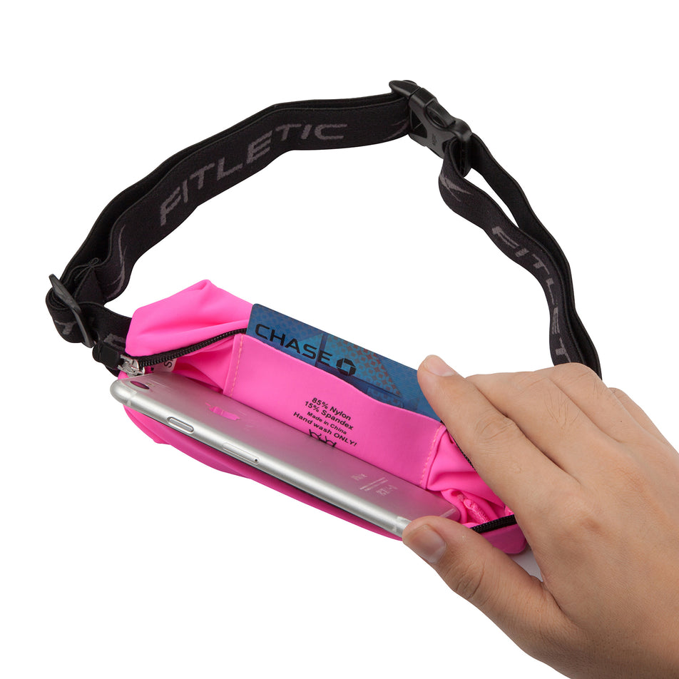 Zip pocket view of unisex fitletic mini sport belt (7037620682914)