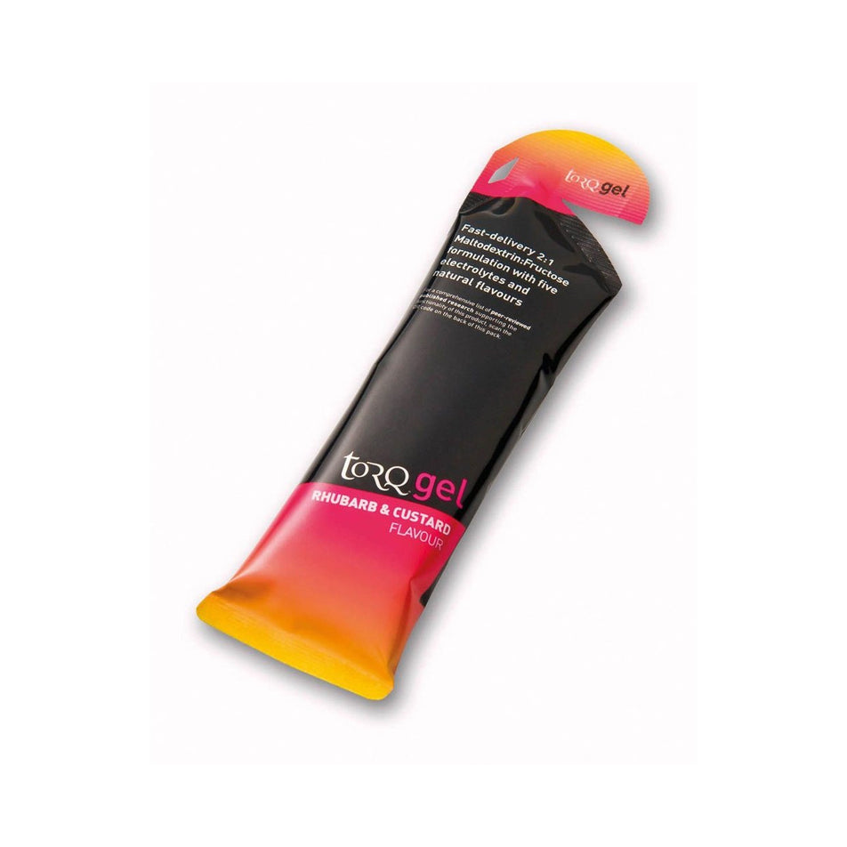 Front view of torq energy gel - rhubarb & custard (7076776411298)