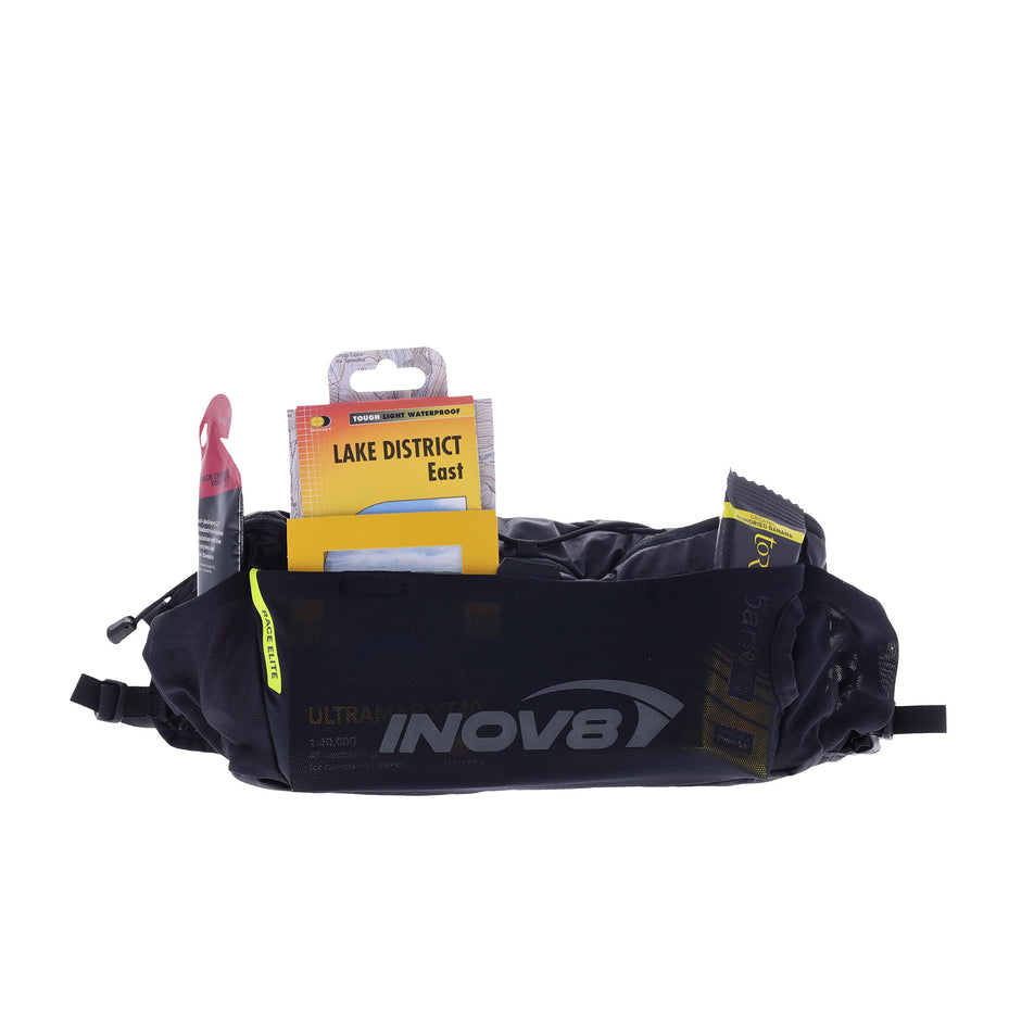 Front view of the INOV8 Unisex Race Elite (3L) Waist in the Black colourway.