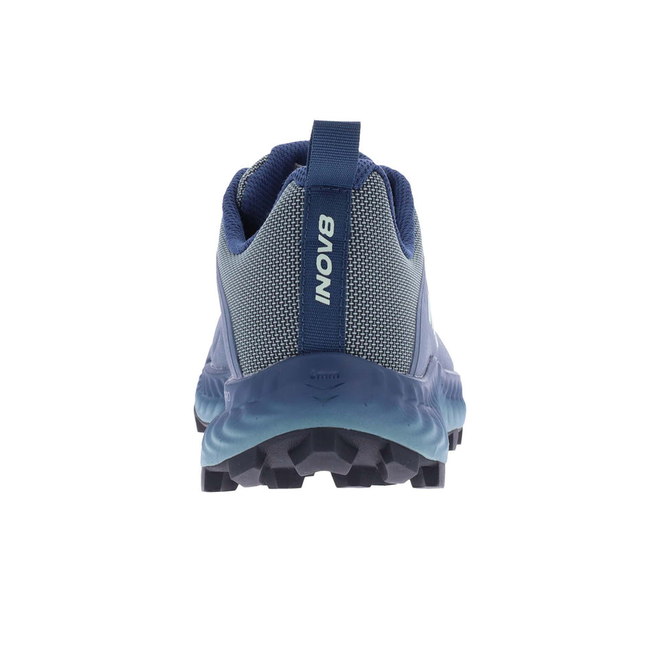 Right shoe posterior view of INOV8 Women's Mudtalon Running Shoes in Storm Blue/Navy (8191016861858)