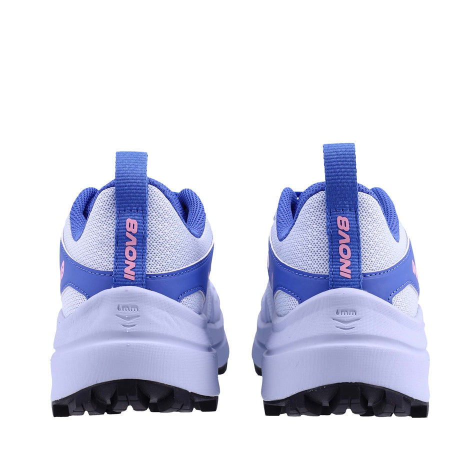 The back of a pair of INOV8 Women's Trailtalon Max Running Shoes in the Light Blue/Blue colourway.