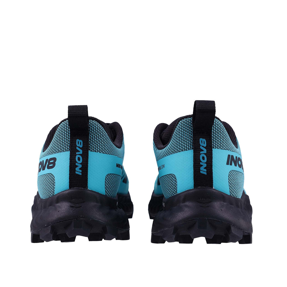 The back of a pair of INOV8 Women's Mudtalon™ V2 Running Shoes in the Teal/Black colourway.