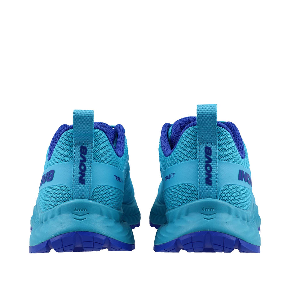 The back of a pair of INOV8 Women's TrailFly V2 Running Shoes in the Teal colourway.