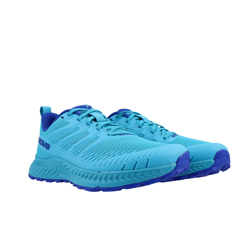 A pair of INOV8 Women's TrailFly V2 Running Shoes in the Teal colourway.