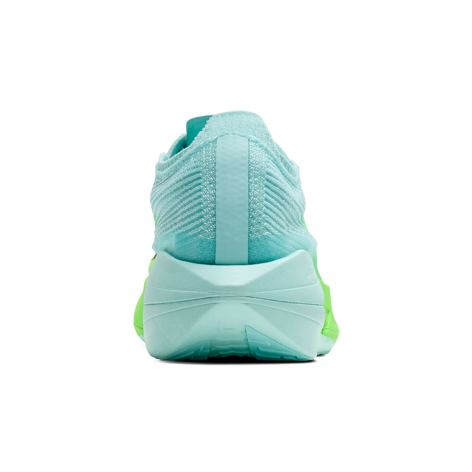 The back of the right shoe from a pair of Brooks Unisex Hyperion Elite 5 Running Shoes in the Limpet/Black/Green Gecko colourway.