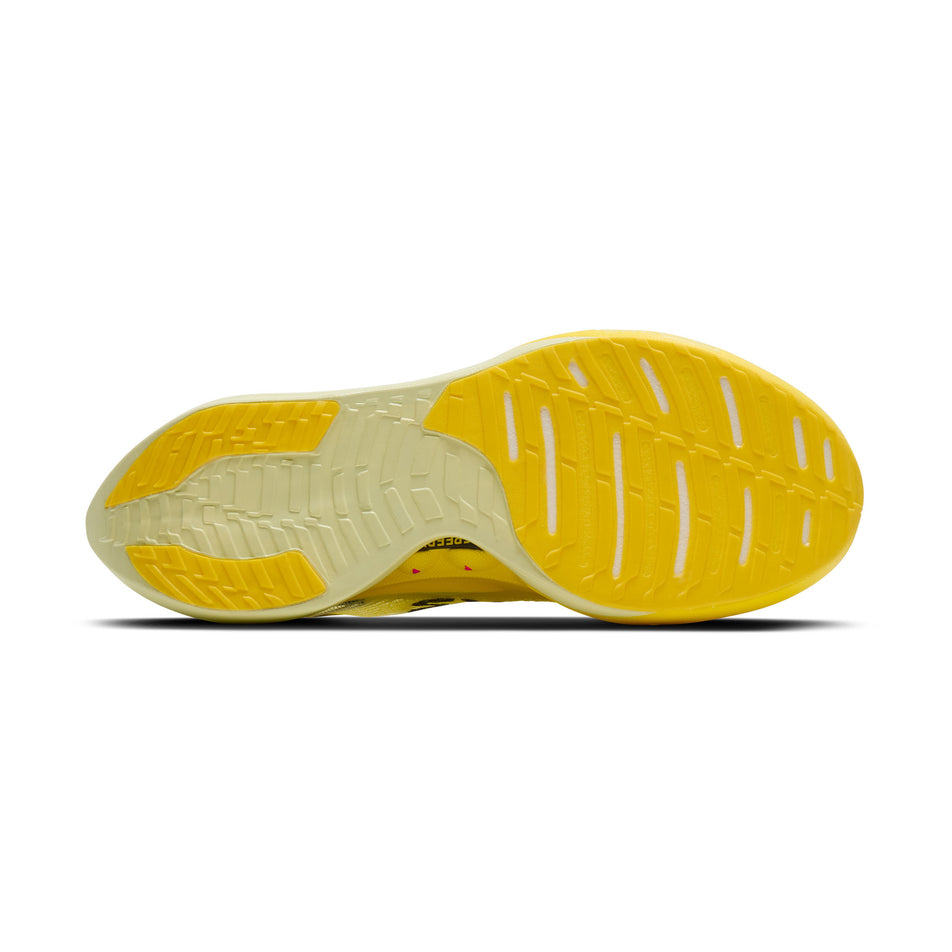 The outsole of the right shoe from a pair of Brooks Unisex Hyperion Elite 5 Running Shoes in the Luminary/Yellow/Gray colourway.