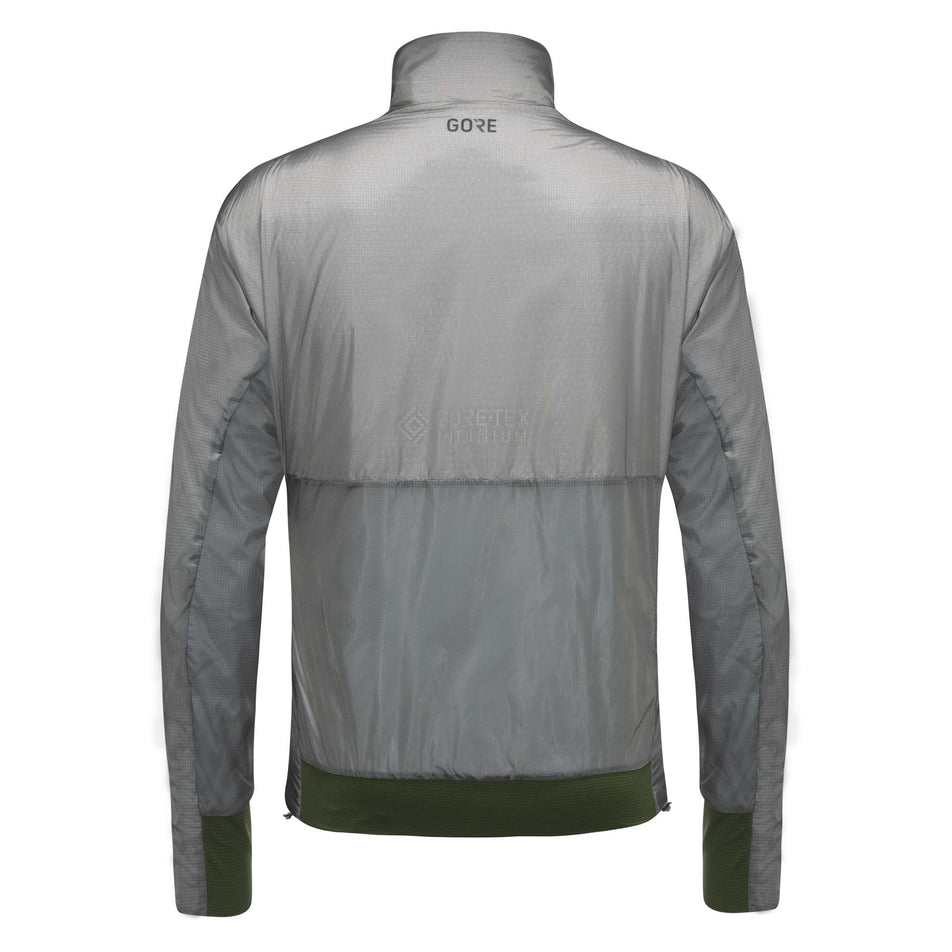 Back view of a GOREWEAR Men's Drive Jacket in the Lab Gray/Utility Green colourway (8031305760930)