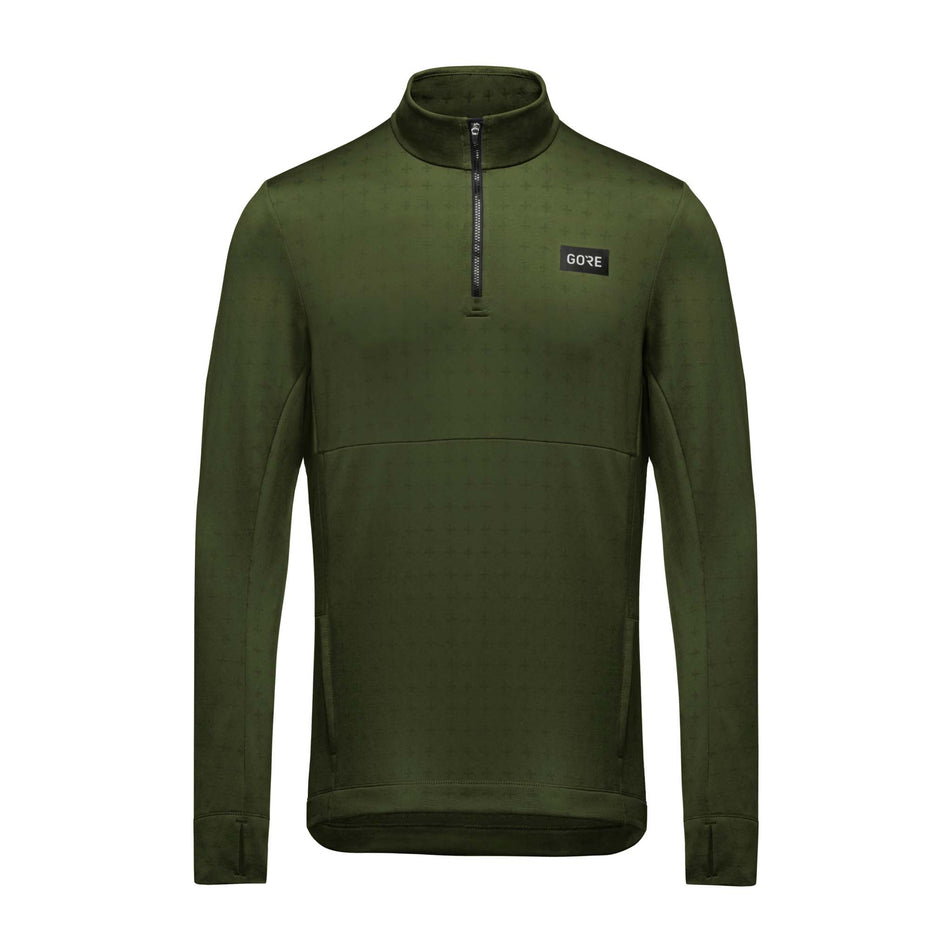 Front view of a GOREWEAR Men's Everyday Thermo 1/4-Zip in the Utility Green colourway (8031310741666)