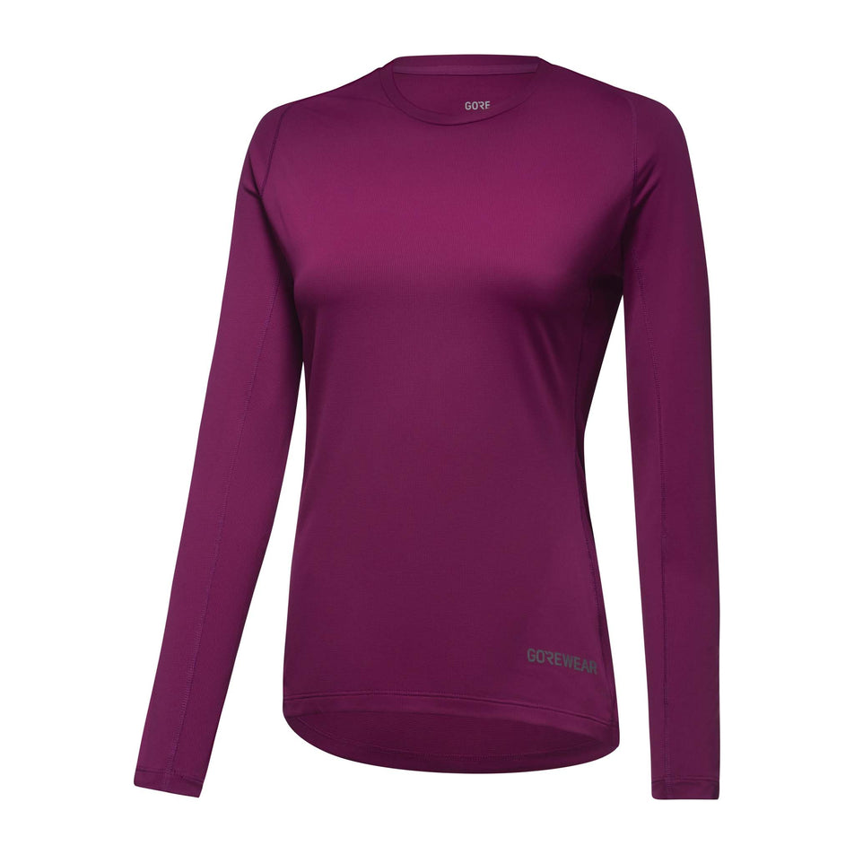 Angled front view of a GORWEAR Women's Everyday LS Solid Shirt in the Process Purple colourway (8166500499618)