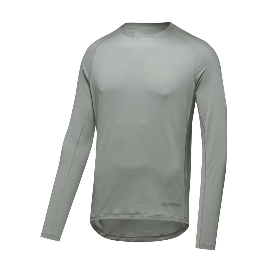 Angled front view of a GOREWEAR Men's Everyday LS Solid Shirt in the Lab Gray colourway (8166460719266)
